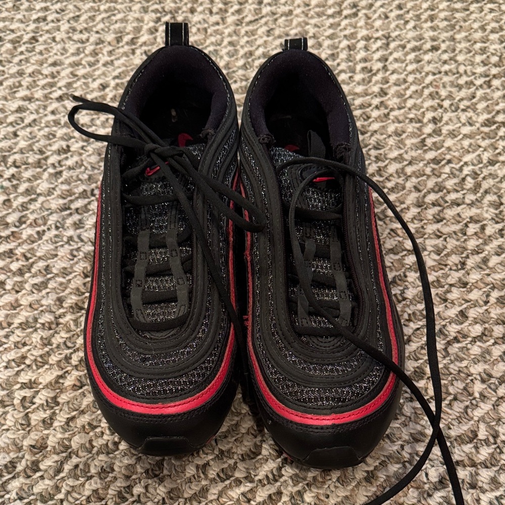 Nike Air Max 97 Valentines Day Black Red Running Sneakers Womens - Size 8